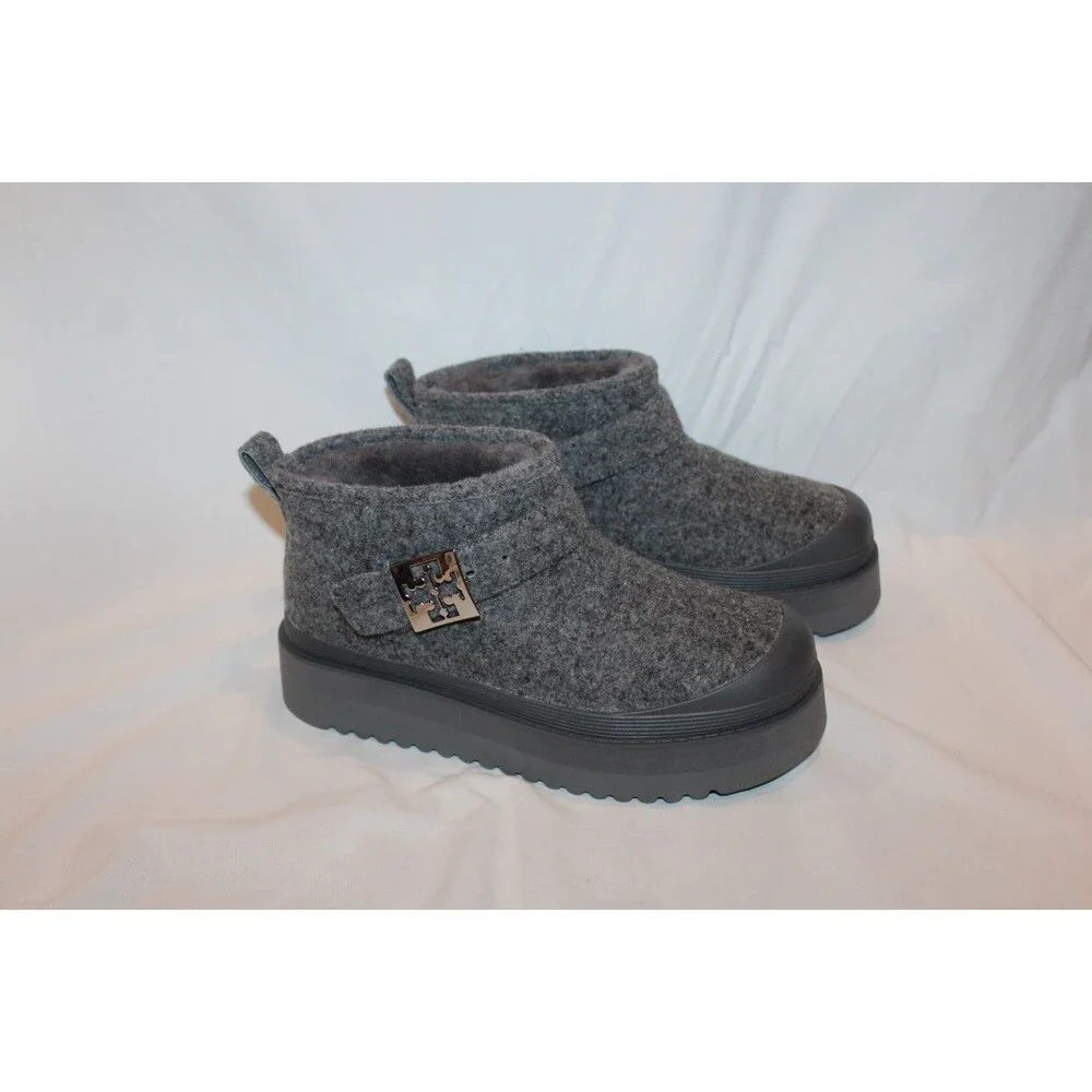 Tory Burch Women's Mellow Shearling Platform Boots NEW Gray 7.5 $425